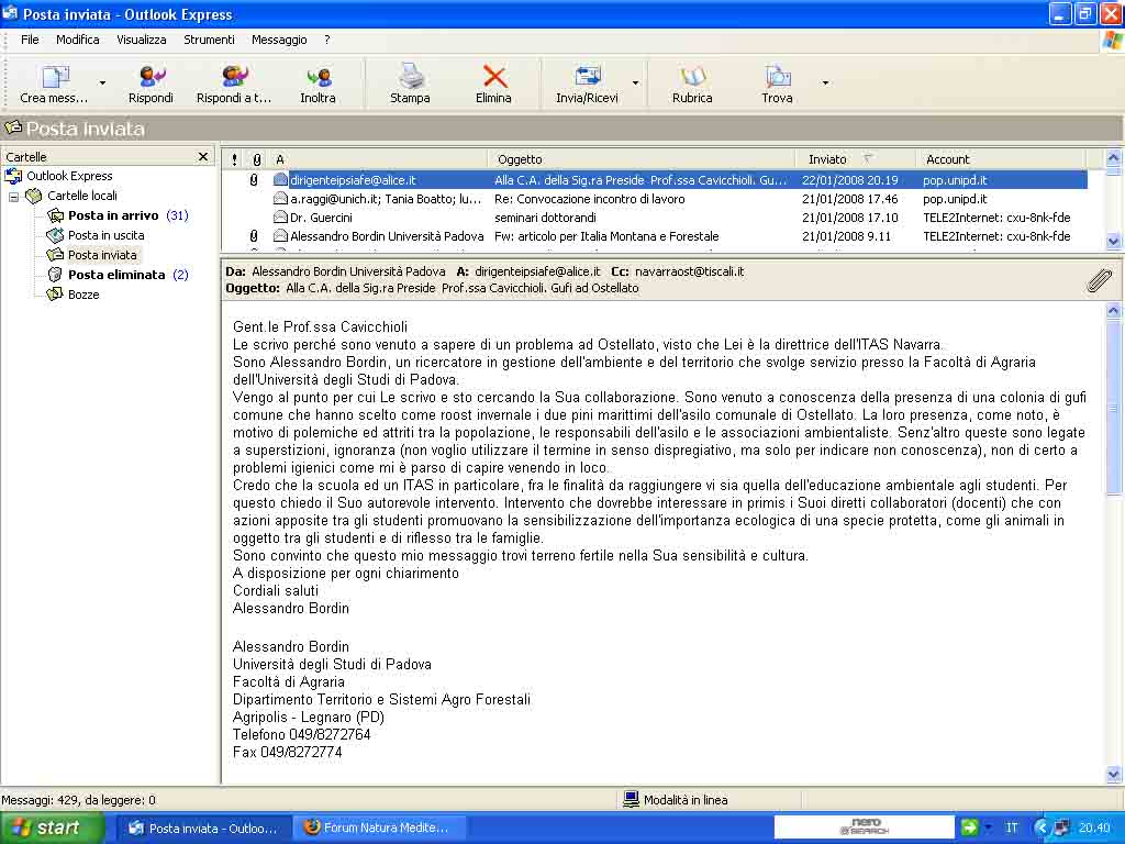 Roost gufi in pericolo ad Ostellato (Fe)